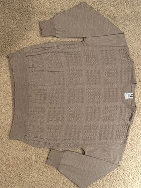 Men's Textured Crewneck Sweater in Taupe